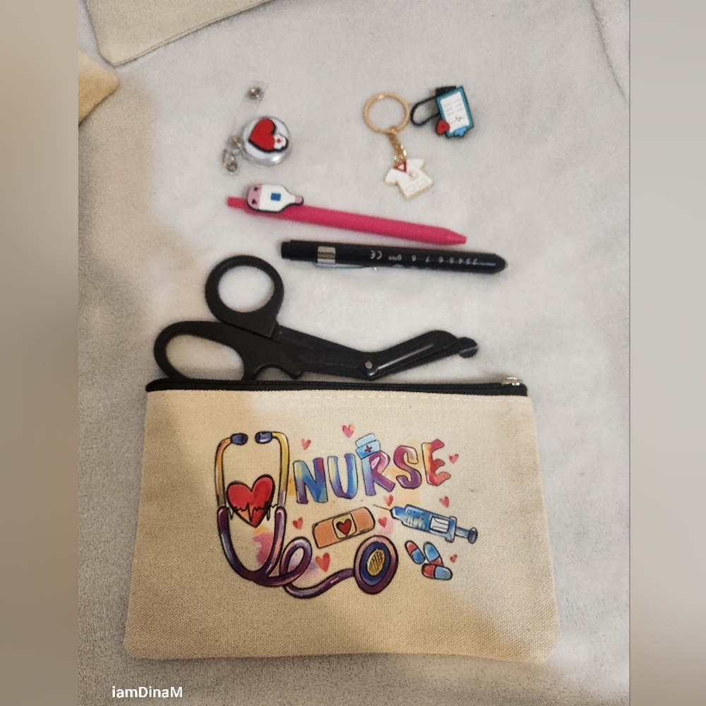 Graphic nurses pouch essentialsCanvas pouch , Semi Personalized Present-nurses